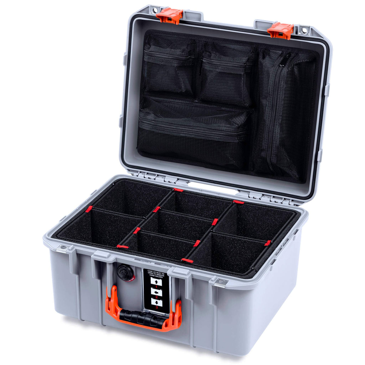 Pelican 1507 Air Case, Silver with Orange Handle &amp; Latches ColorCase 