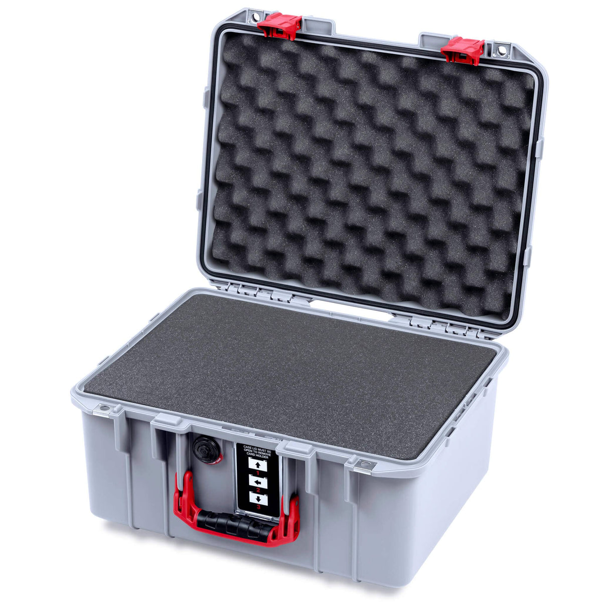 Pelican 1507 Air Case, Silver with Red Handle &amp; Latches Pick &amp; Pluck Foam with Convolute Lid Foam ColorCase 015070-0001-180-321