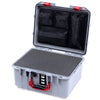 Pelican 1507 Air Case, Silver with Red Handle & Latches ColorCase