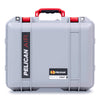 Pelican 1507 Air Case, Silver with Red Handle & Latches ColorCase