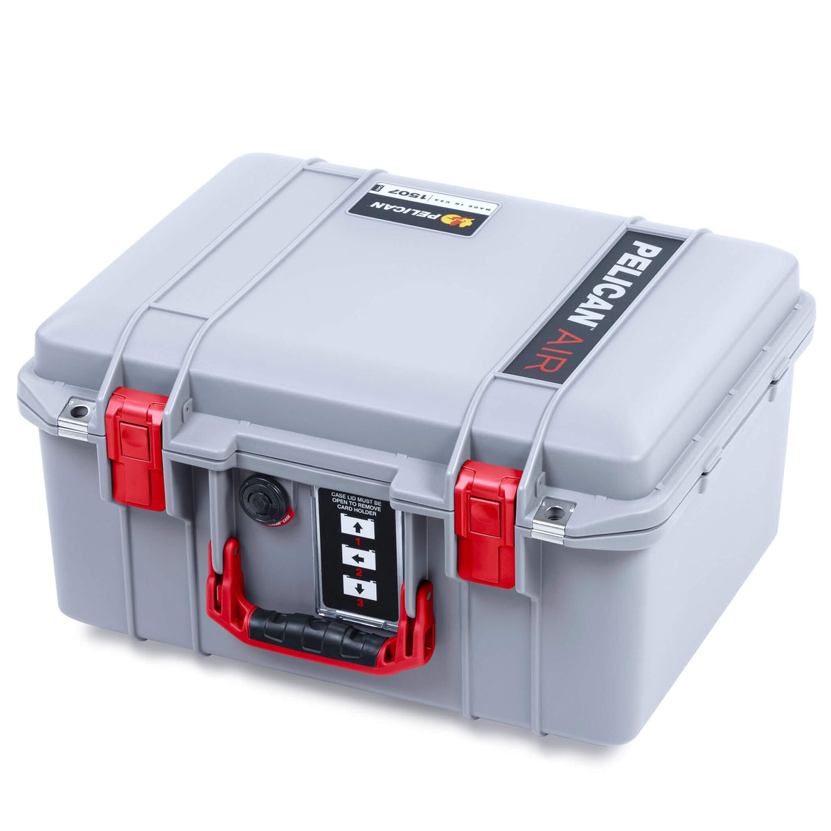 Pelican 1507 Air Case, Silver with Red Handle &amp; Latches ColorCase 