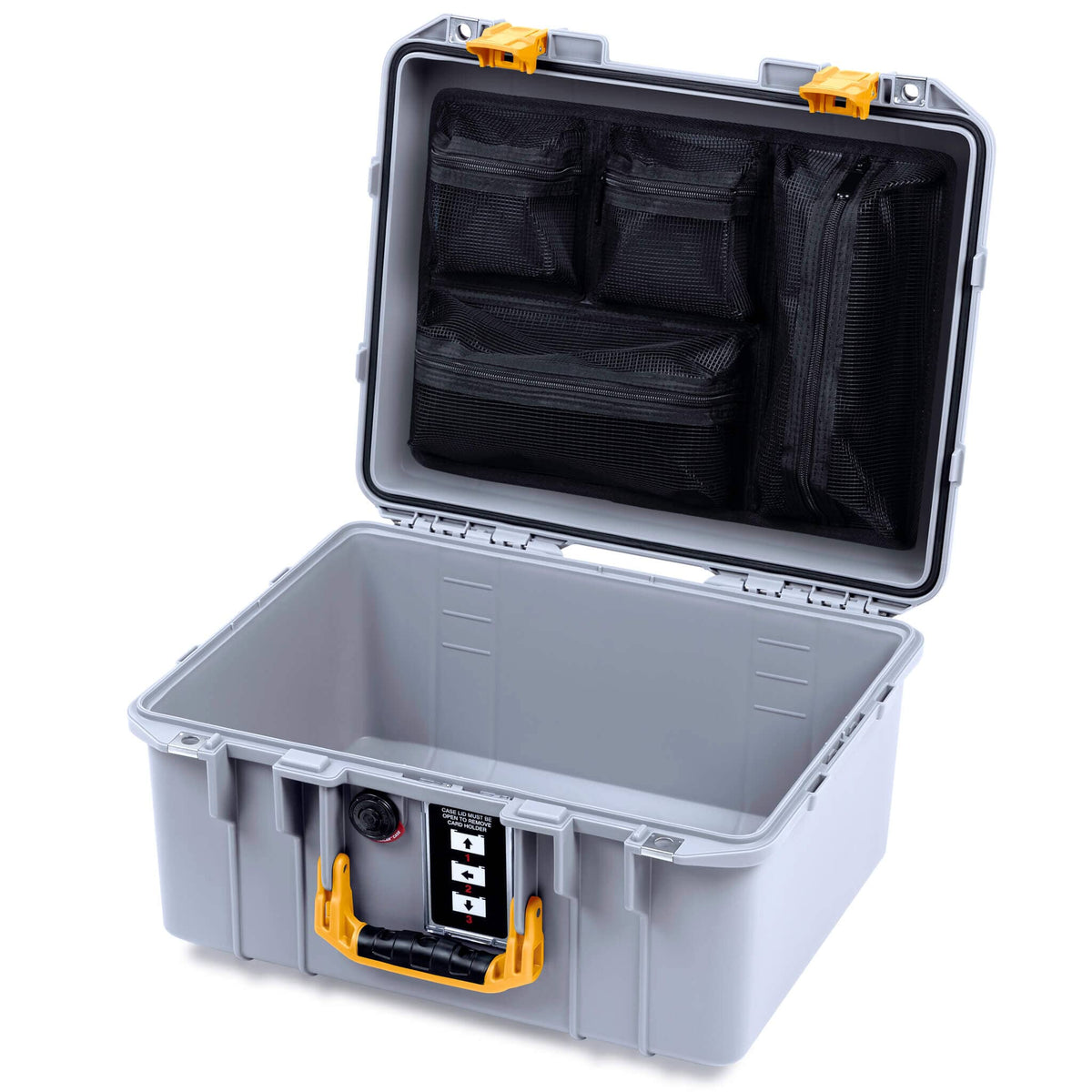 Pelican 1507 Air Case, Silver with Yellow Handle &amp; Latches ColorCase 