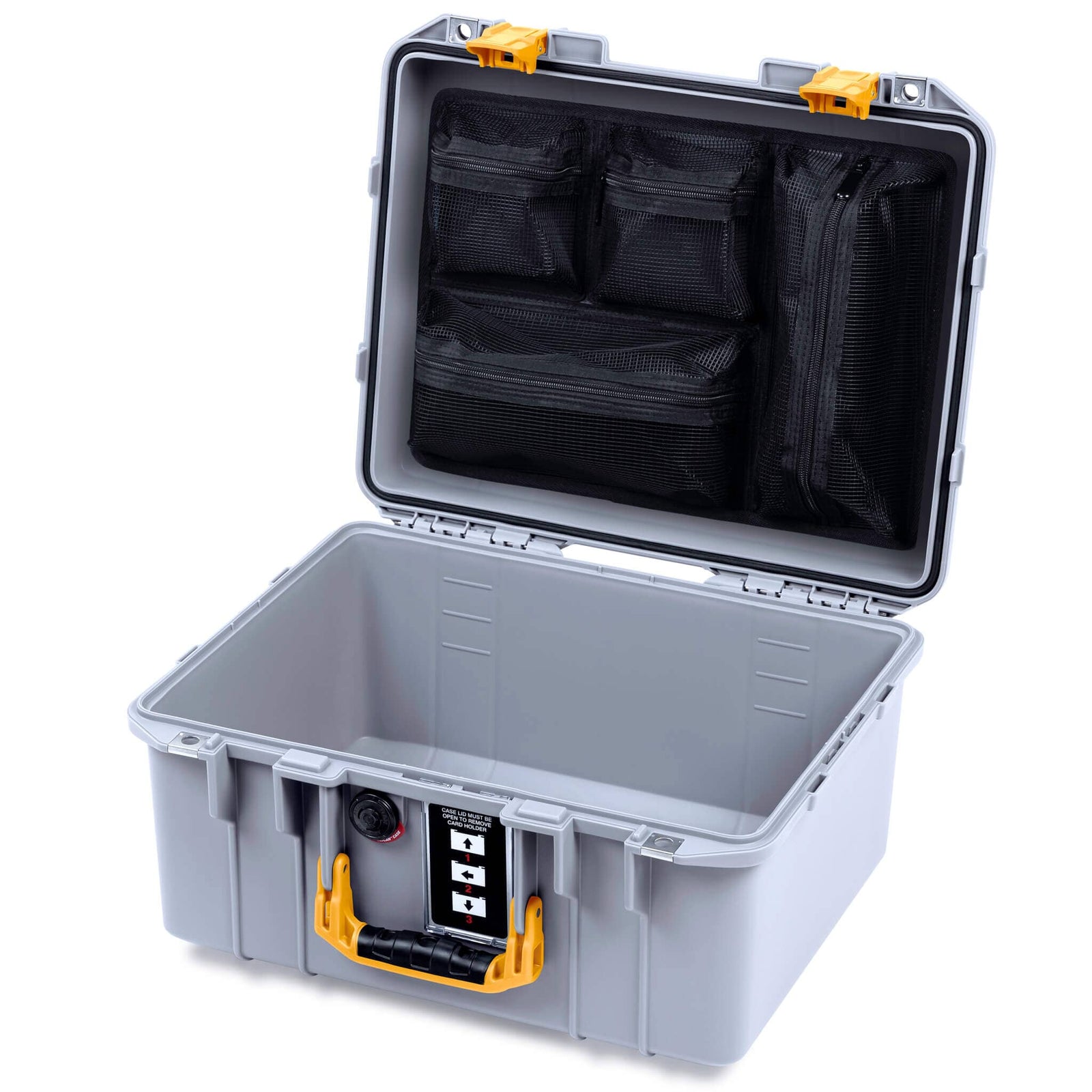 Pelican 1507 Air Case, Silver with Yellow Handle & Latches ColorCase 