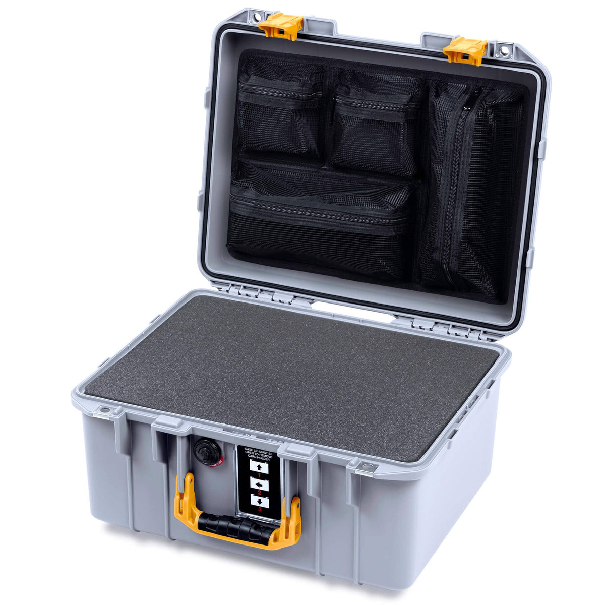 Pelican 1507 Air Case, Silver with Yellow Handle &amp; Latches ColorCase 