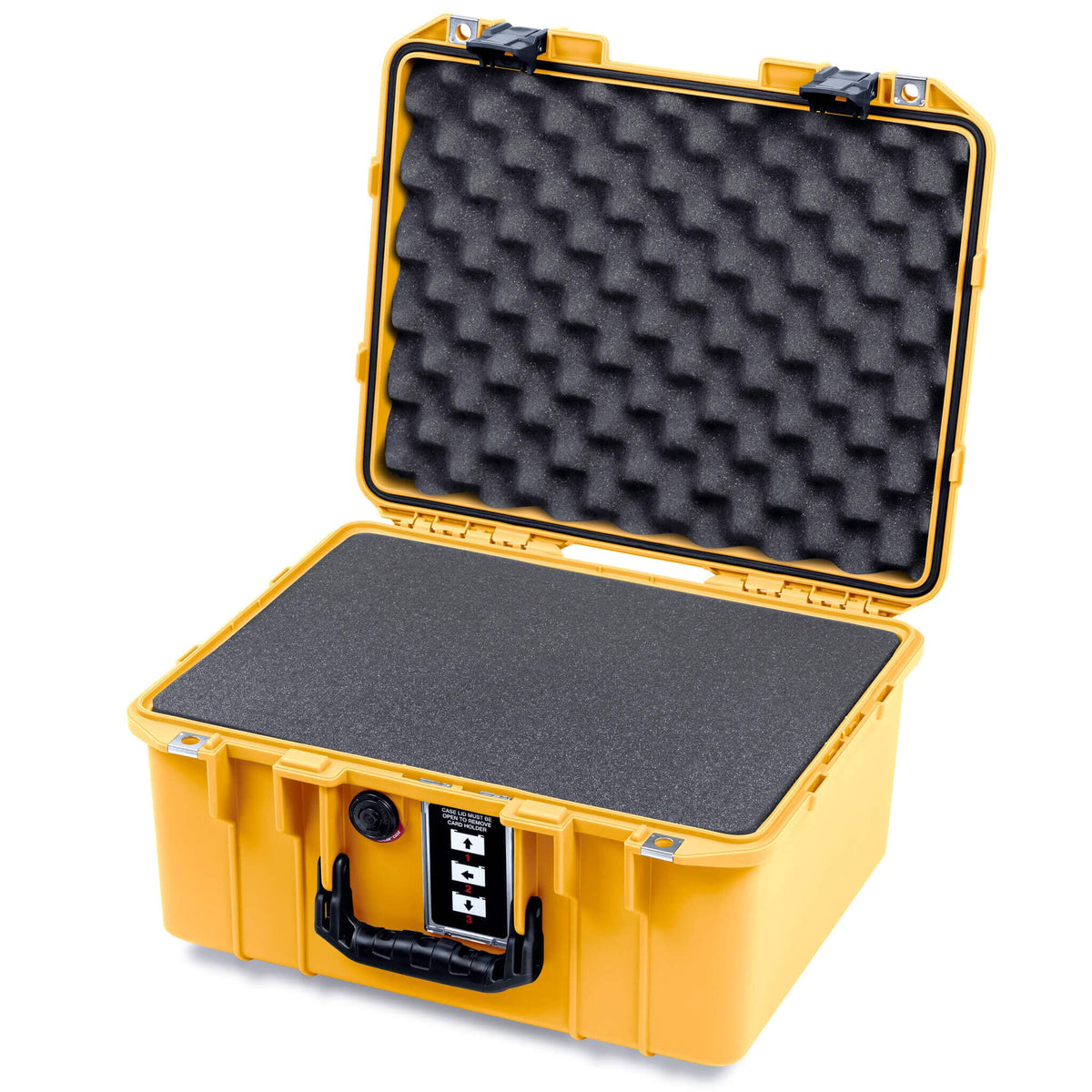 Pelican 1507 Air Case, Yellow with Black Handle &amp; Latches Pick &amp; Pluck Foam with Convolute Lid Foam ColorCase 015070-0001-240-111
