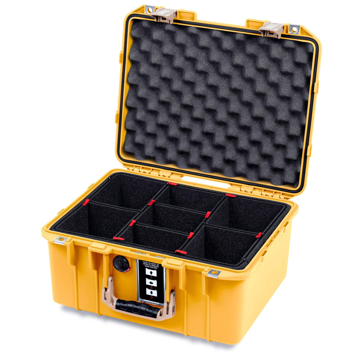 Pelican 1507 Air Case, Yellow with Desert Tan Handle &amp; Latches TrekPak Divider System with Convolute Lid Foam ColorCase 015070-0020-240-311