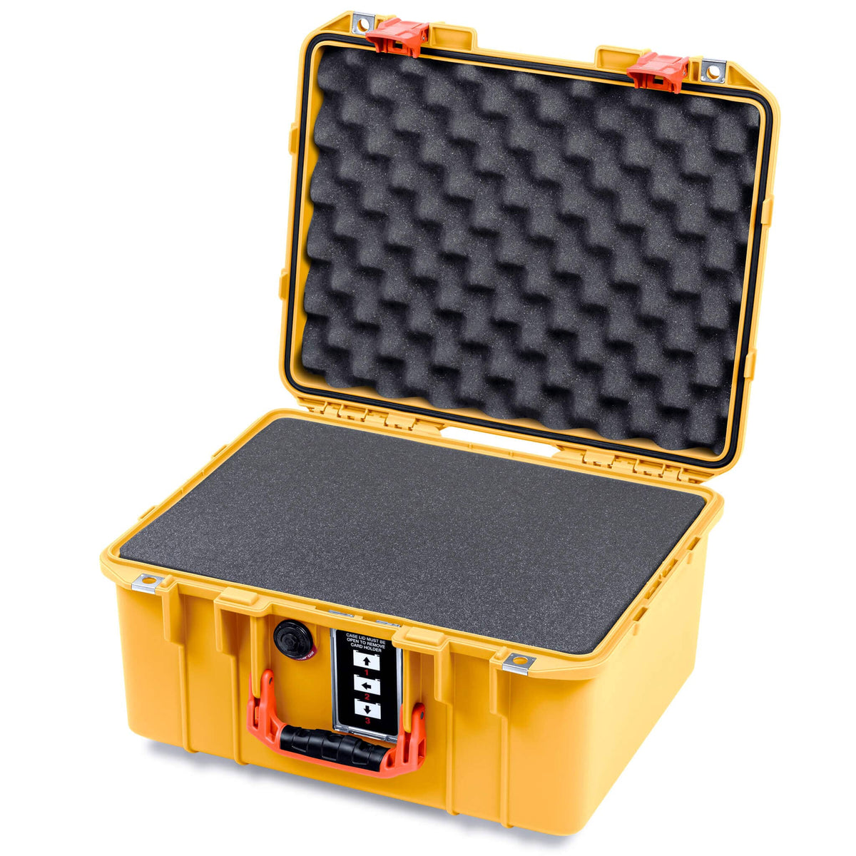 Pelican 1507 Air Case, Yellow with Orange Handle &amp; Latches Pick &amp; Pluck Foam with Convolute Lid Foam ColorCase 015070-0001-240-151
