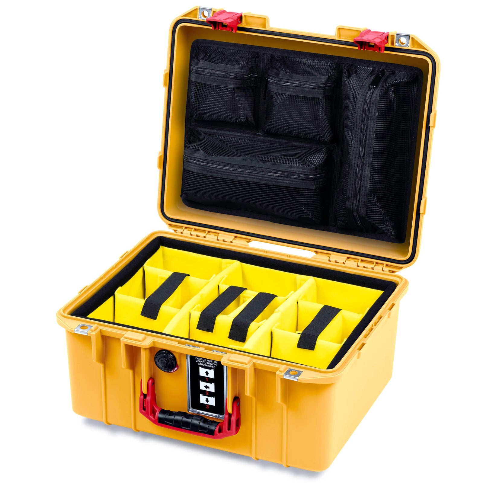 Pelican 1507 Air Case, Yellow with Red Handle & Latches ColorCase 