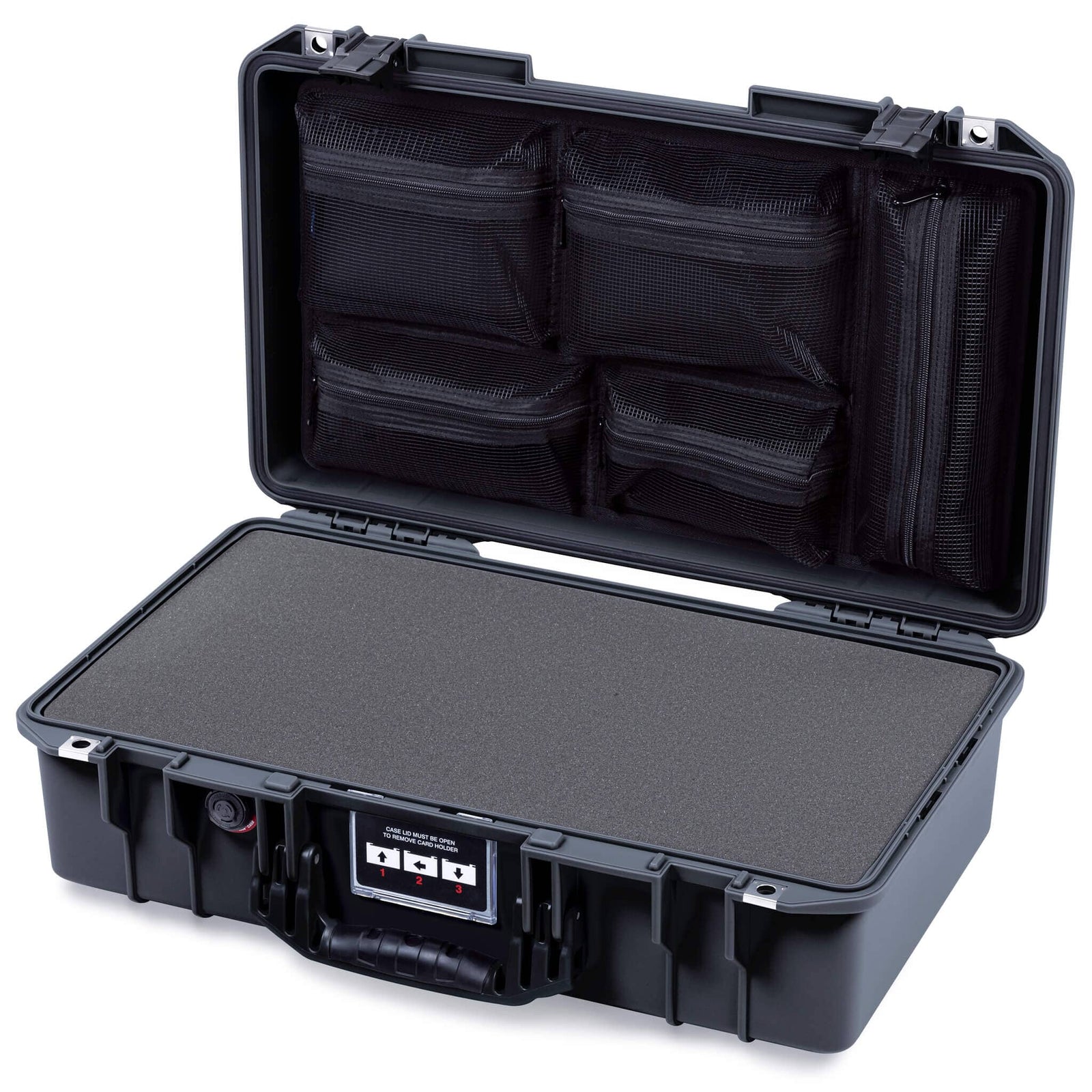 Pelican 1525 Air Case, Black Pick & Pluck Foam with Mesh Lid Organizer ColorCase 015250-0101-110-111