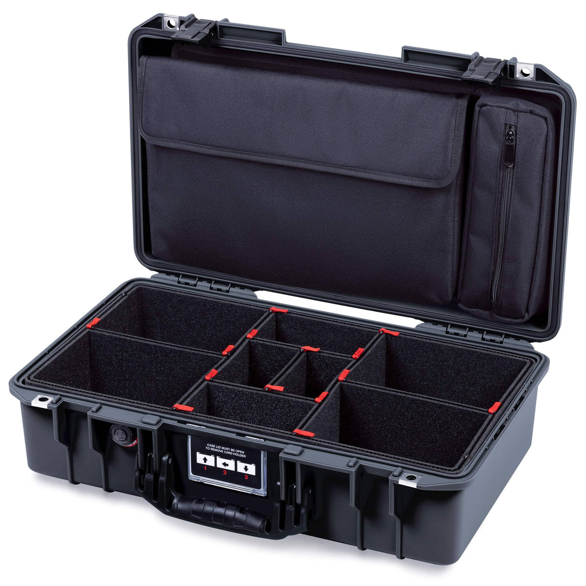 Pelican 1525 Air Case, Black TrekPak Divider Sytem with Laptop Computer Pouch ColorCase 015250-0220-110-111