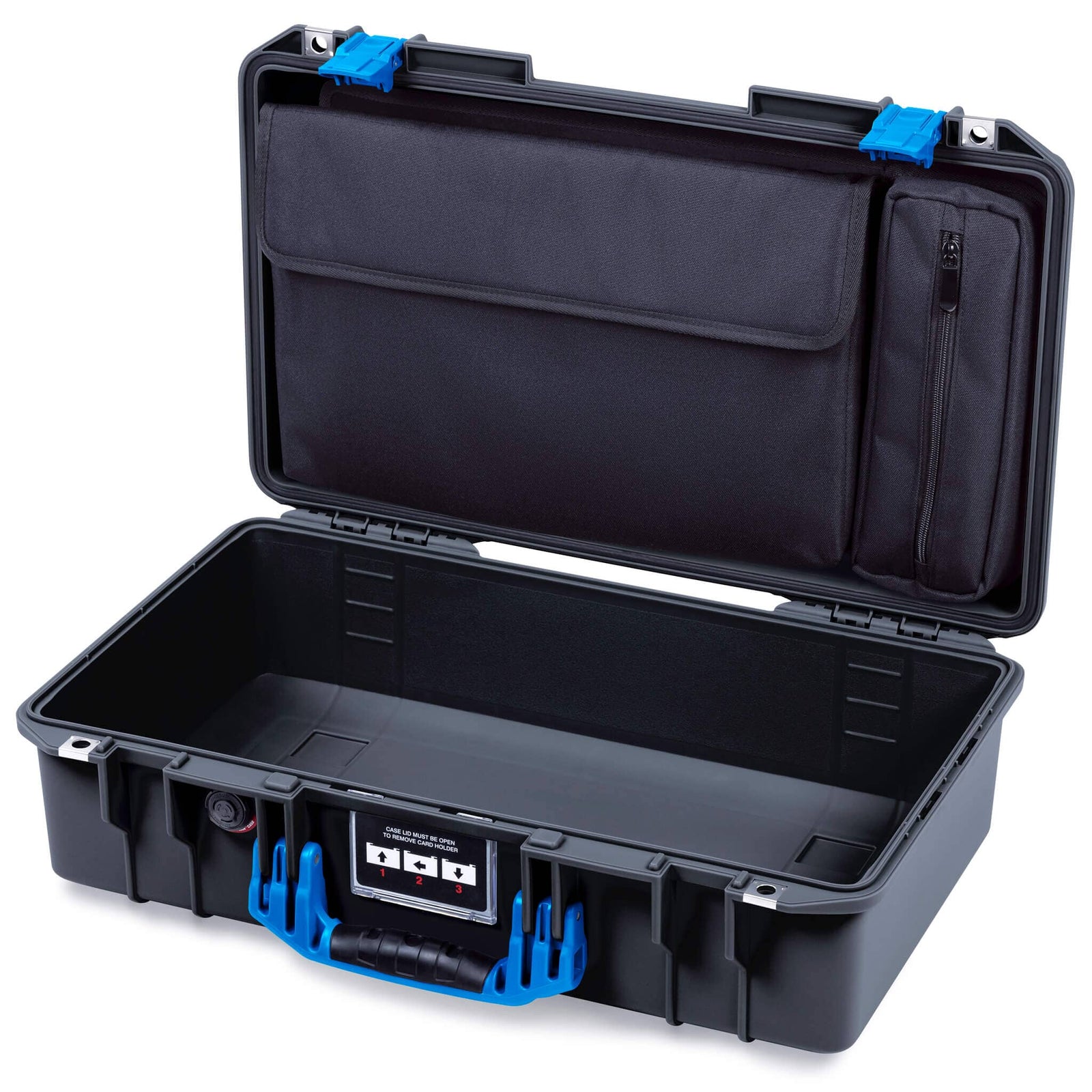 Pelican 1525 Air Case, Black with Blue Handle & Latches ColorCase 