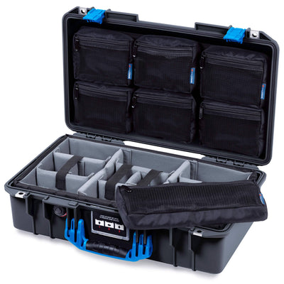 Pelican 1525 Air Case, Black with Blue Handle & Latches ColorCase