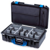 Pelican 1525 Air Case, Black with Blue Handle & Latches ColorCase