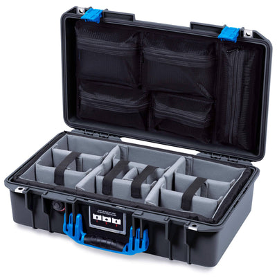 Pelican 1525 Air Case, Black with Blue Handle & Latches ColorCase