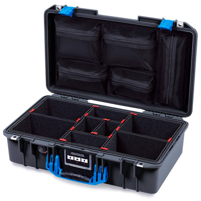 Pelican 1525 Air Case, Black with Blue Handle & Latches TrekPak Divider System with Mesh Lid Organizer ColorCase 015250-0120-110-121