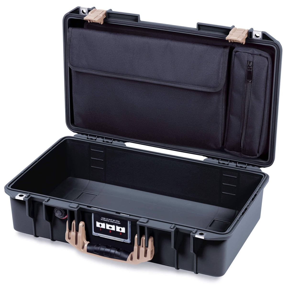 Pelican 1525 Air Case, Black with Desert Tan Handle & Latches ColorCase 