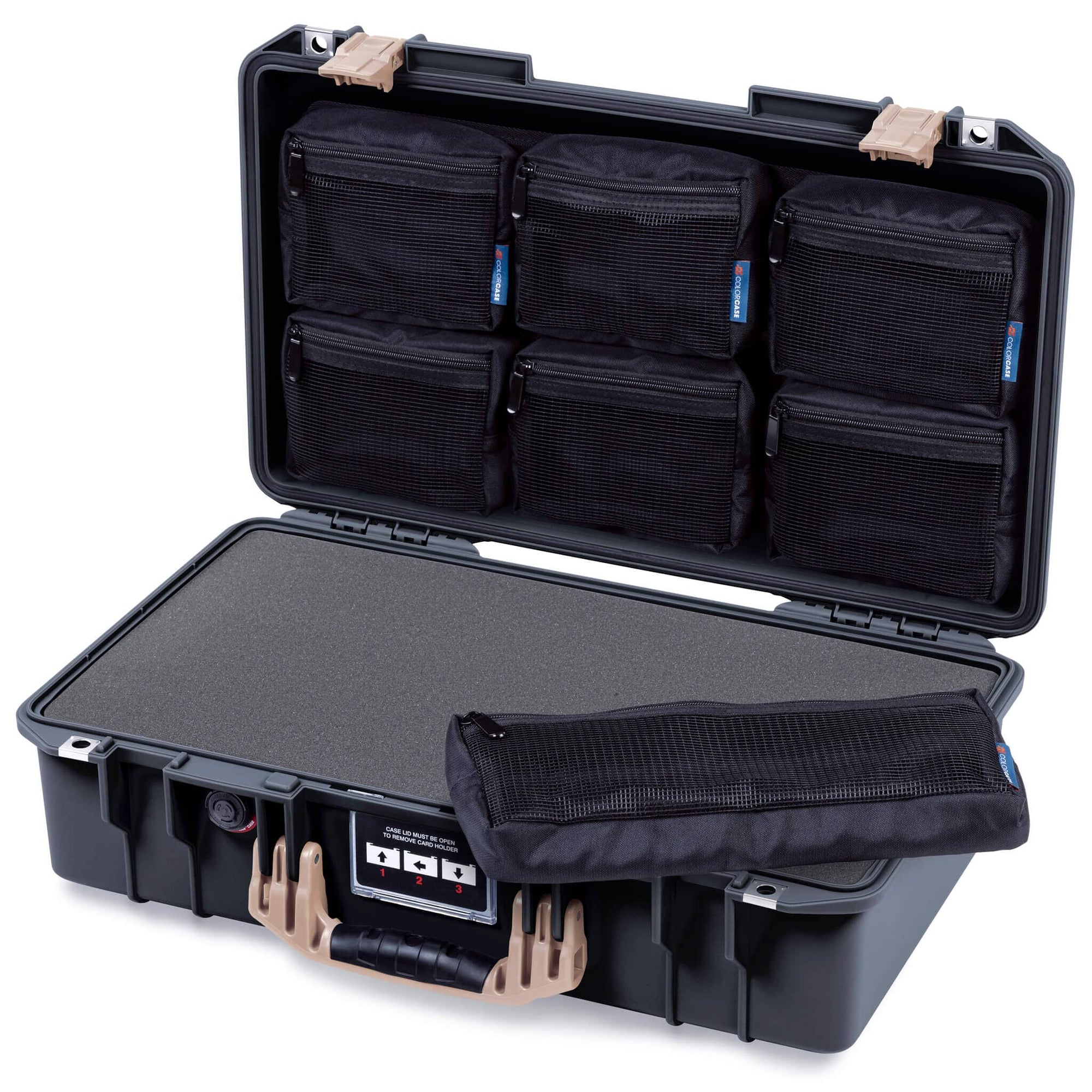 Pelican 1525 Air Case, Black with Desert Tan Handle & Latches ColorCase
