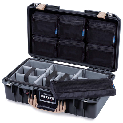 Pelican 1525 Air Case, Black with Desert Tan Handle & Latches ColorCase