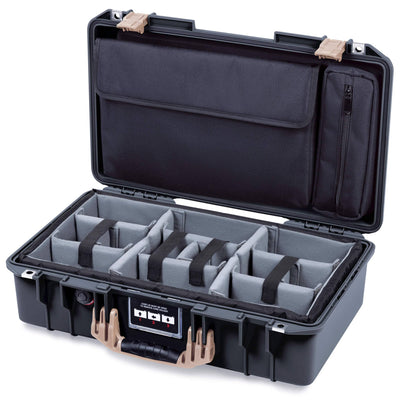 Pelican 1525 Air Case, Black with Desert Tan Handle & Latches ColorCase