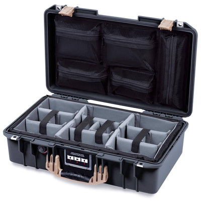 Pelican 1525 Air Case, Black with Desert Tan Handle & Latches ColorCase