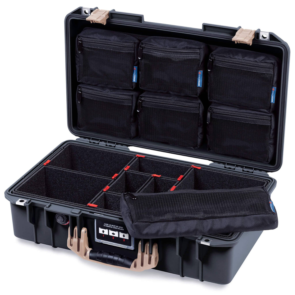 Pelican 1525 Air Case, Black with Desert Tan Handle & Latches ColorCase 