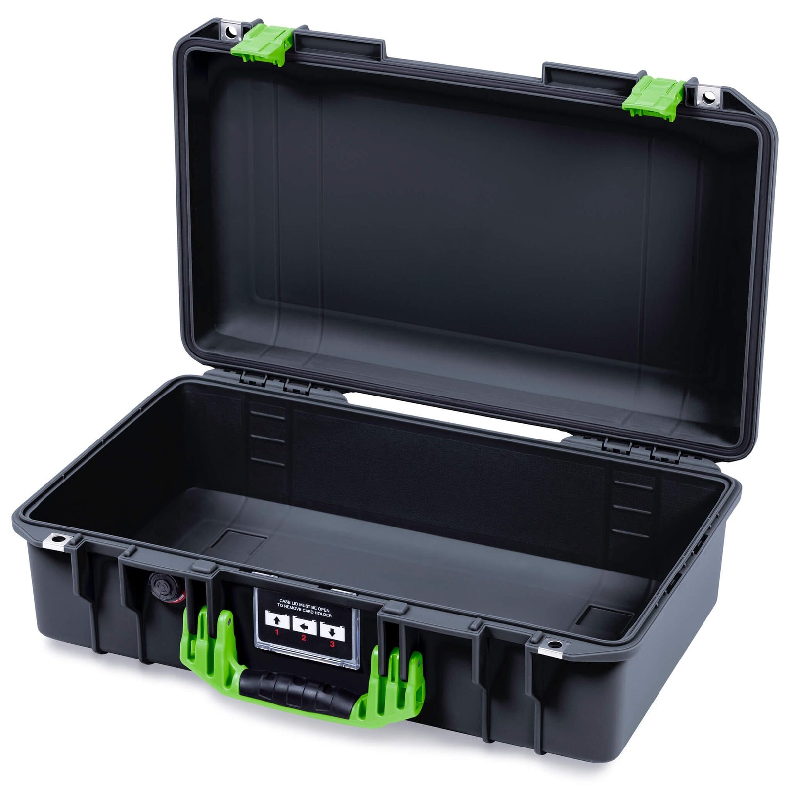 Pelican 1525 Air Case, Black with Lime Green Handle & Latches None (Case Only) ColorCase 015250-0000-110-301