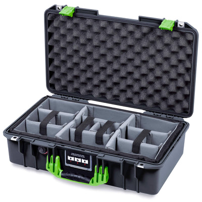 Pelican 1525 Air Case, Black with Lime Green Handle & Latches ColorCase