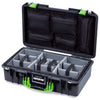 Pelican 1525 Air Case, Black with Lime Green Handle & Latches ColorCase