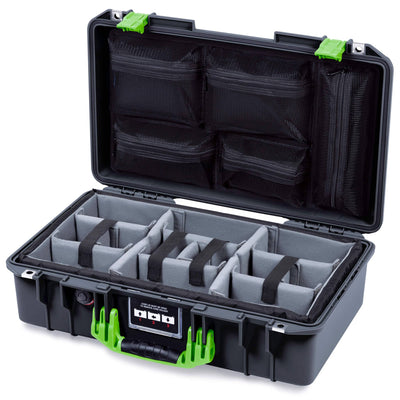 Pelican 1525 Air Case, Black with Lime Green Handle & Latches ColorCase