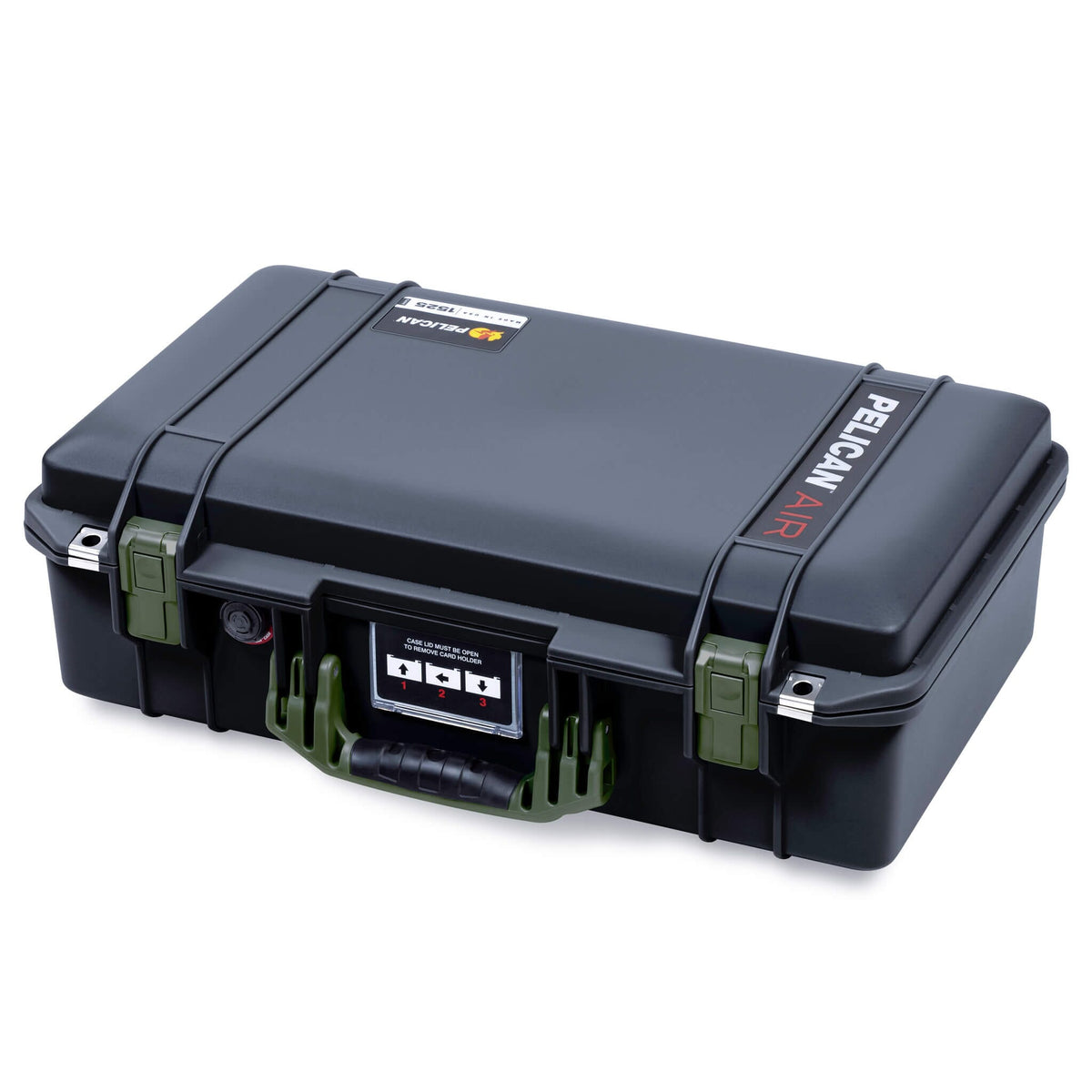 Pelican 1525 Air Case, Black with OD Green Handle &amp; Latches ColorCase 