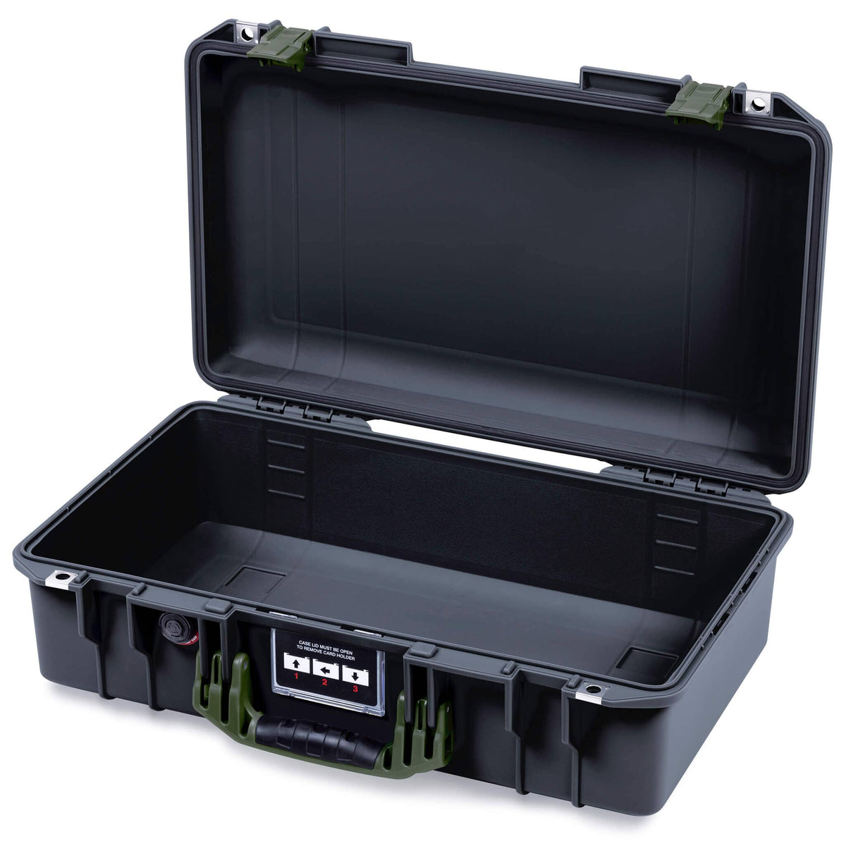 Pelican 1525 Air Case, Black with OD Green Handle &amp; Latches None (Case Only) ColorCase 015250-0000-110-131