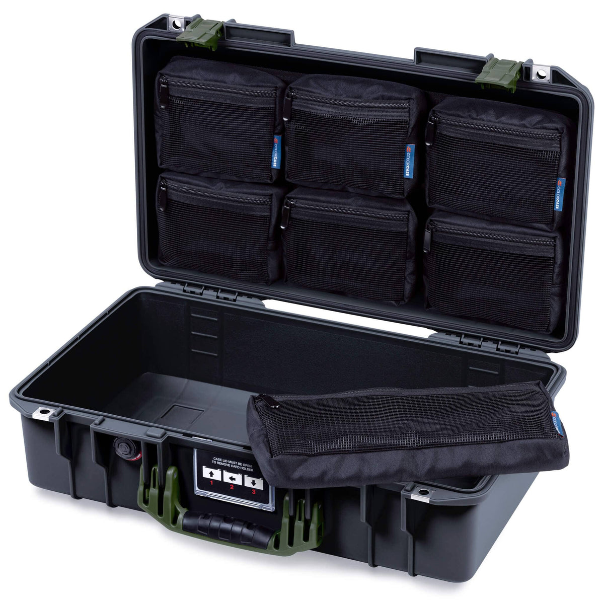 Pelican 1525 Air Case, Black with OD Green Handle &amp; Latches ColorCase 