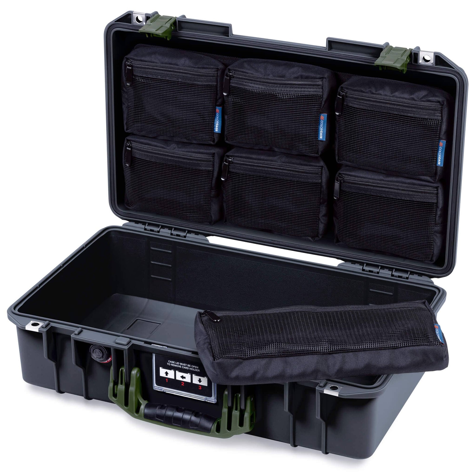 Pelican 1525 Air Case, Black with OD Green Handle & Latches ColorCase