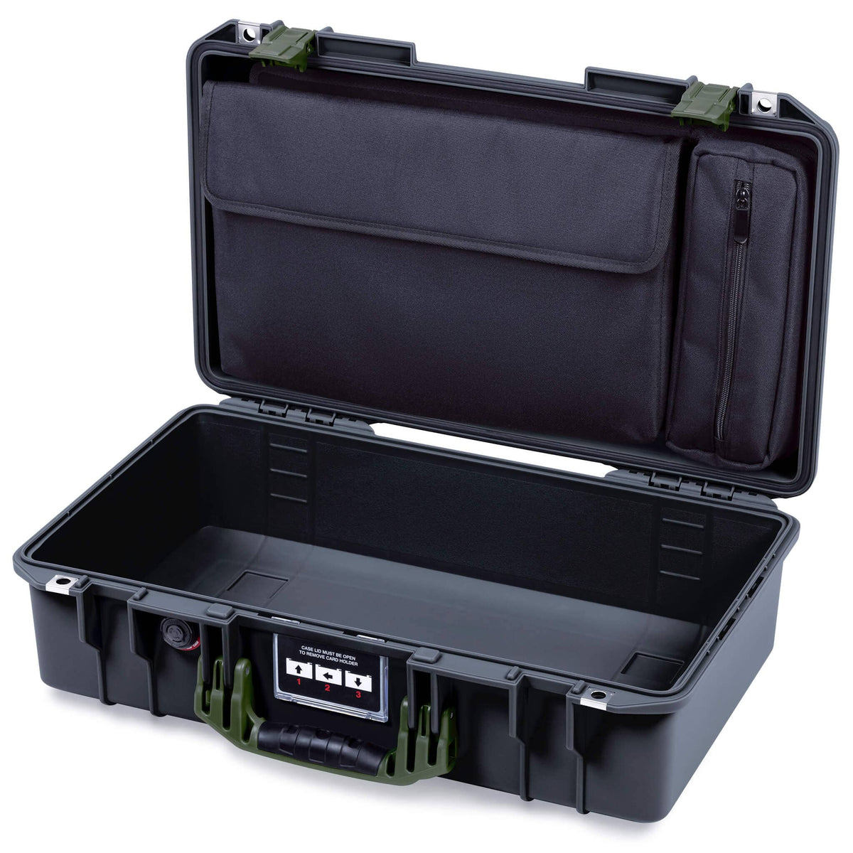 Pelican 1525 Air Case, Black with OD Green Handle &amp; Latches ColorCase 