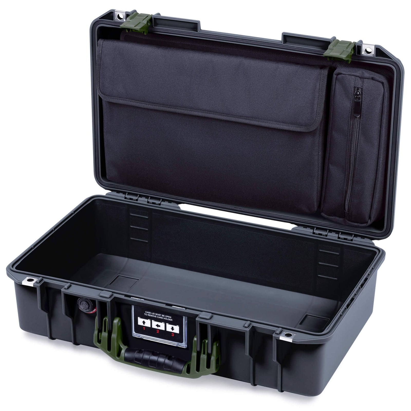 Pelican 1525 Air Case, Black with OD Green Handle & Latches ColorCase 