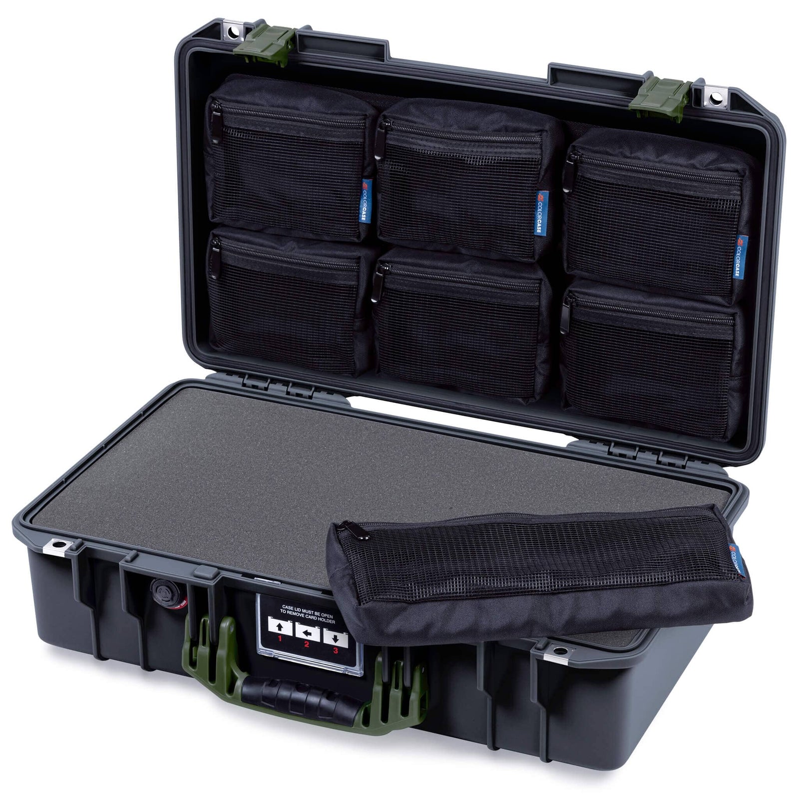 Pelican 1525 Air Case, Black with OD Green Handle & Latches ColorCase 