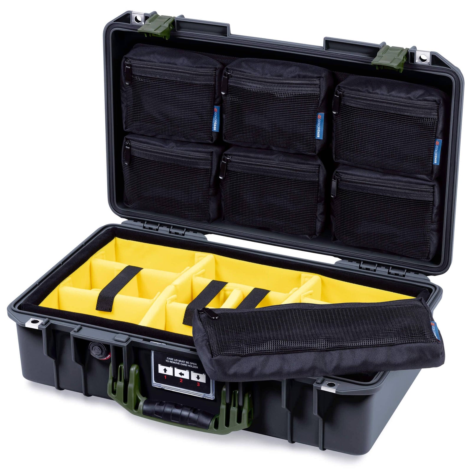 Pelican 1525 Air Case, Black with OD Green Handle & Latches ColorCase 