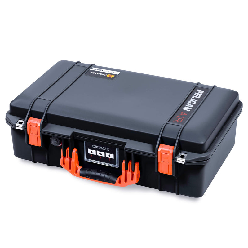 Pelican 1525 Air Case, Black with Orange Handle & Latches ColorCase 