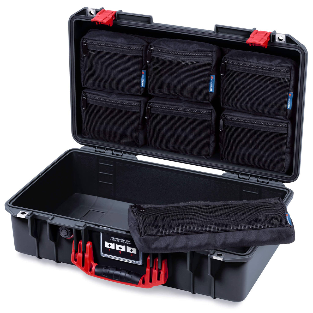 Pelican 1525 Air Case, Black with Red Handle &amp; Latches ColorCase 