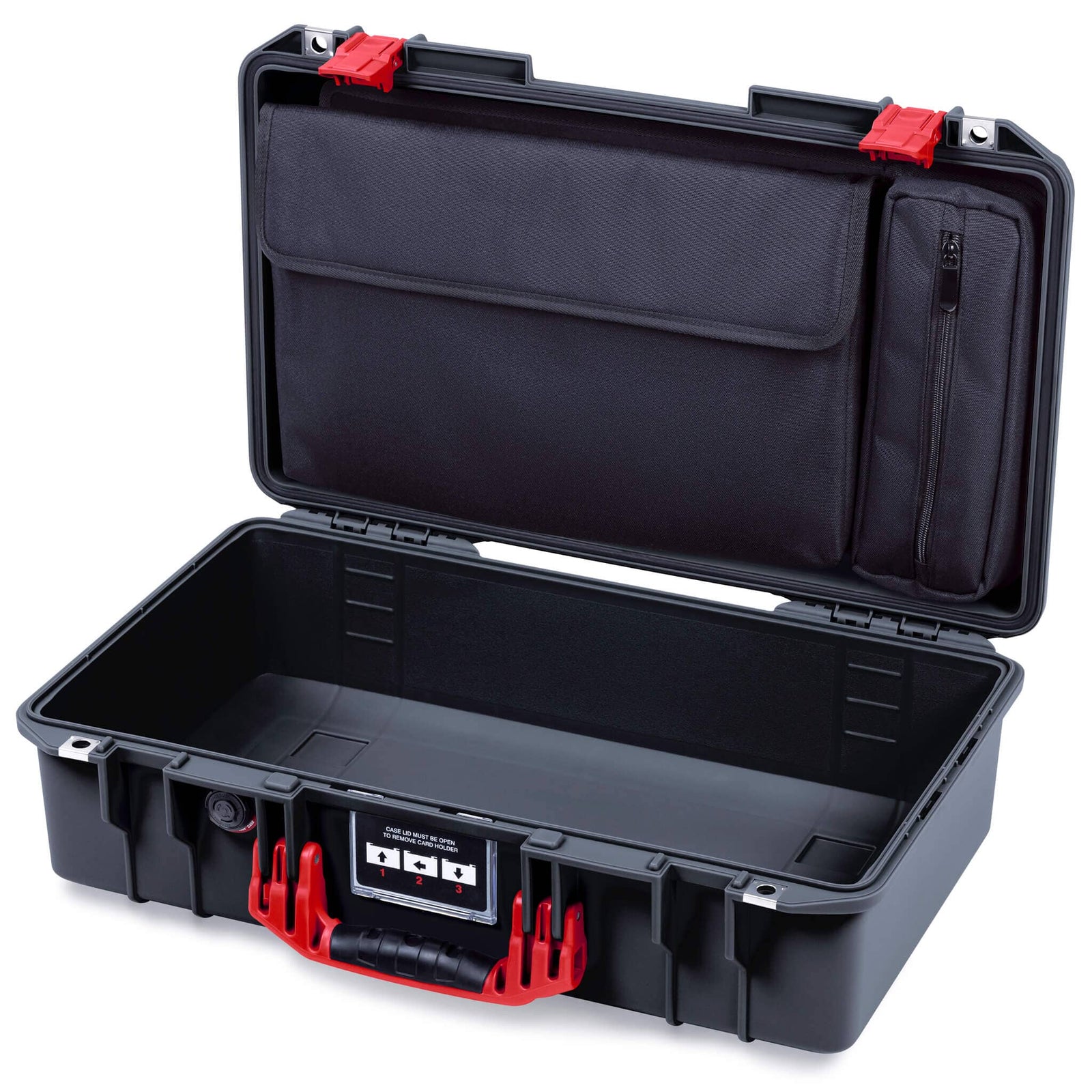 Pelican 1525 Air Case, Black with Red Handle & Latches ColorCase 