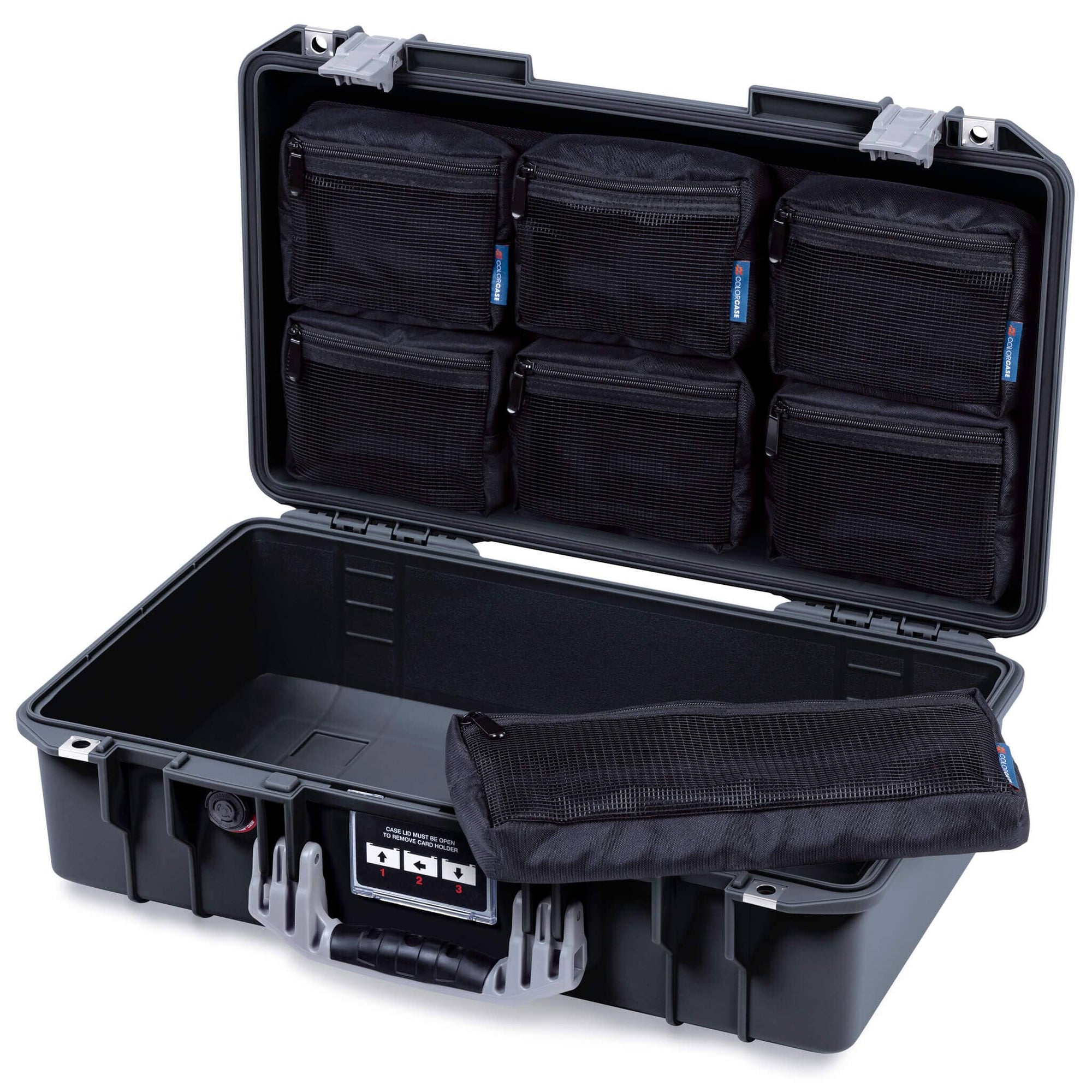 Pelican 1525 Air Case, Black with Silver Handle & Latches ColorCase