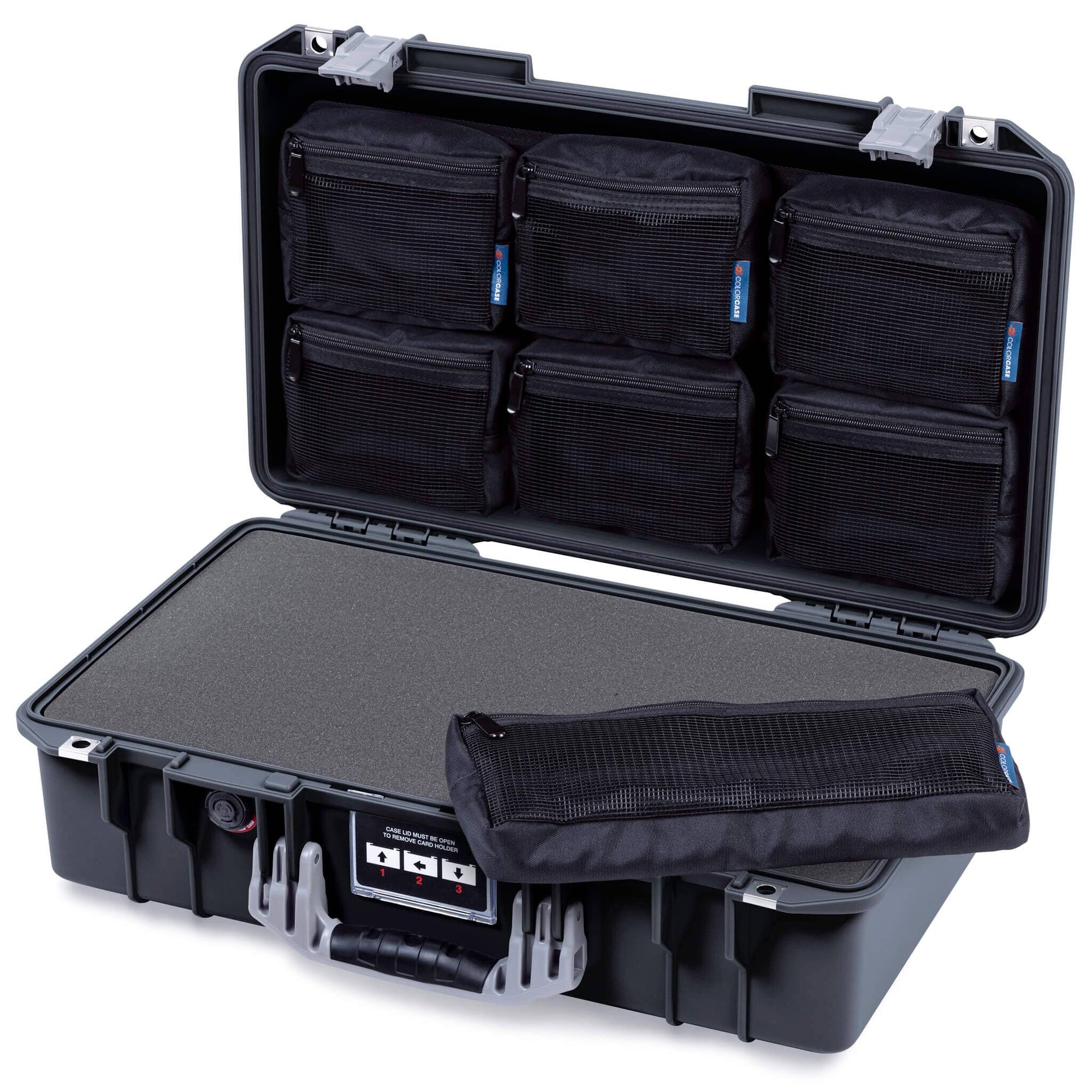 Pelican 1525 Air Case, Black with Silver Handle & Latches ColorCase