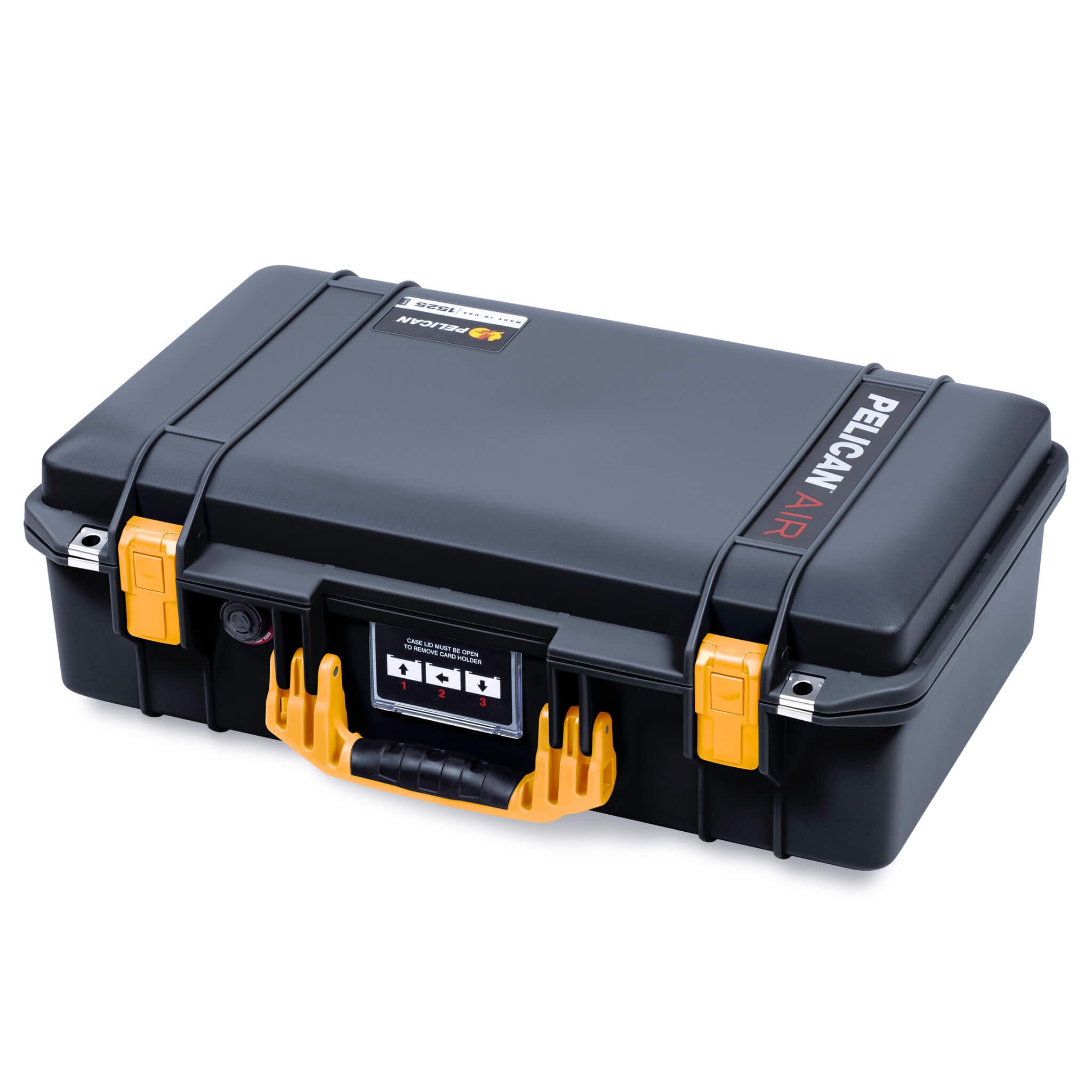 Pelican 1525 Air Case, Black with Yellow Handle & Latches ColorCase 