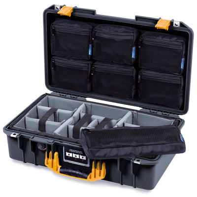Pelican 1525 Air Case, Black with Yellow Handle & Latches ColorCase