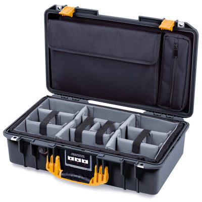 Pelican 1525 Air Case, Black with Yellow Handle & Latches ColorCase