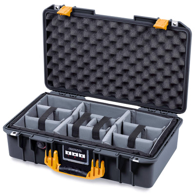 Pelican 1525 Air Case, Black with Yellow Handle & Latches ColorCase