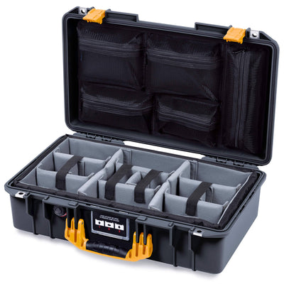 Pelican 1525 Air Case, Black with Yellow Handle & Latches ColorCase