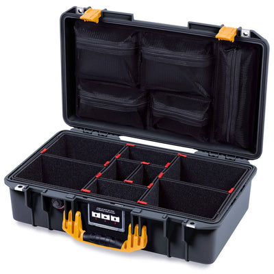 Pelican 1525 Air Case, Black with Yellow Handle & Latches TrekPak Divider System with Mesh Lid Organizer ColorCase 015250-0120-110-241
