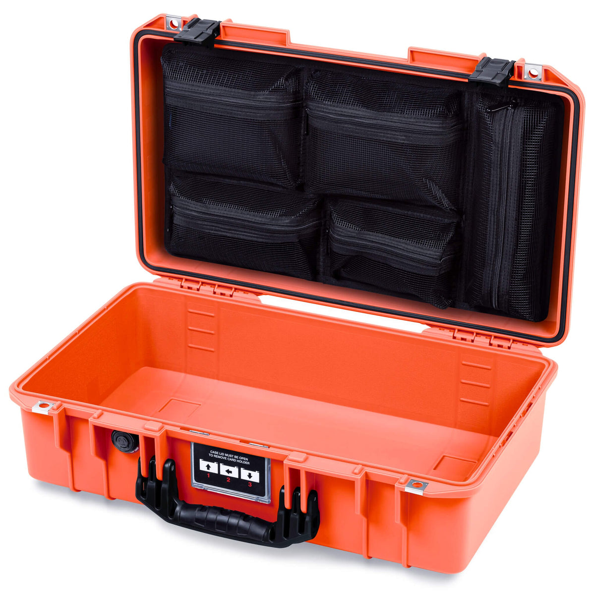 Pelican 1525 Air Case, Orange with Black Handle &amp; Latches Mesh Lid Organizer Only ColorCase 015250-0100-150-111