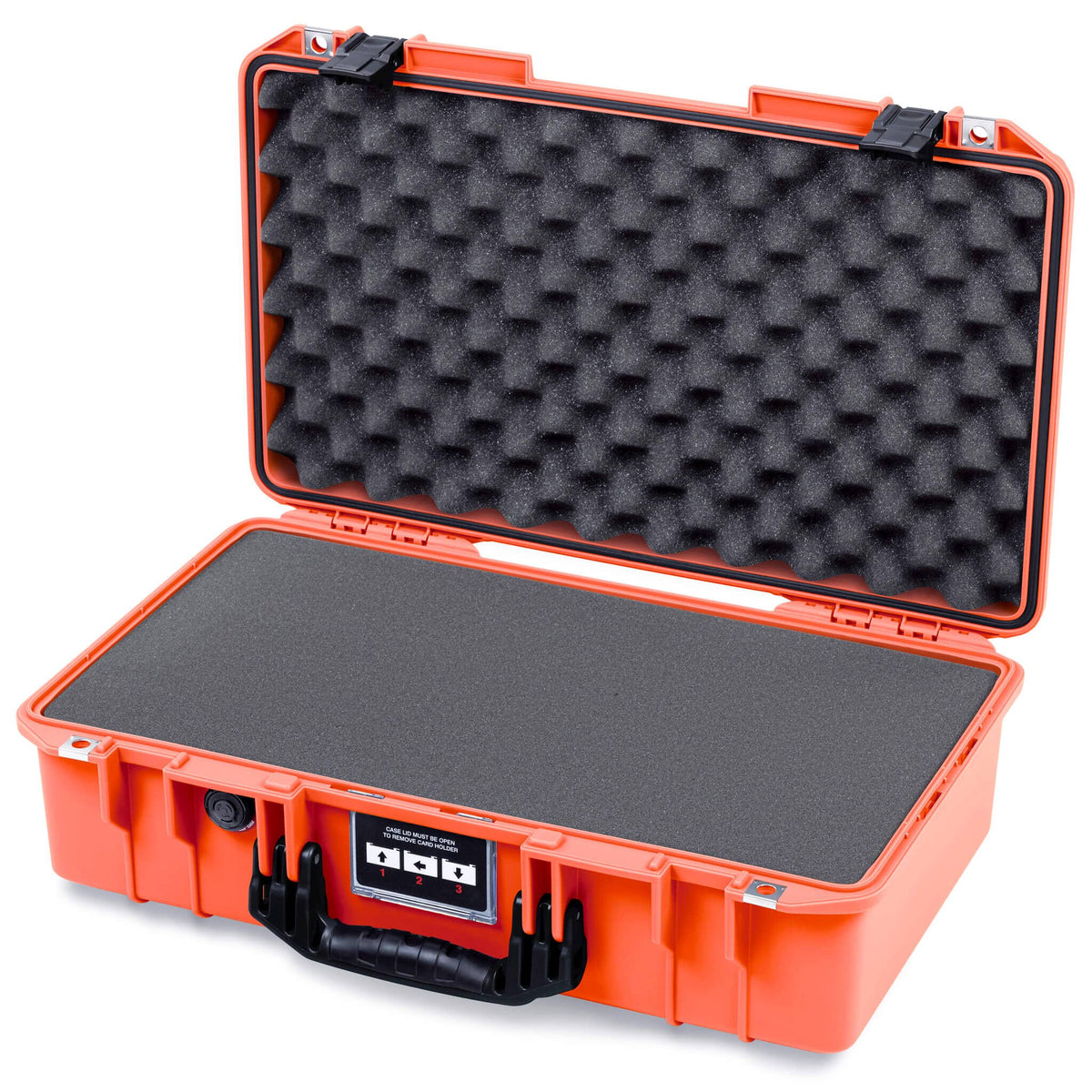 Pelican 1525 Air Case, Orange with Black Handle &amp; Latches Pick &amp; Pluck Foam with Convolute Lid Foam ColorCase 015250-0001-150-111